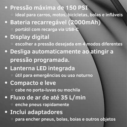 AirPro USB – Mini Compressor de Ar Digital