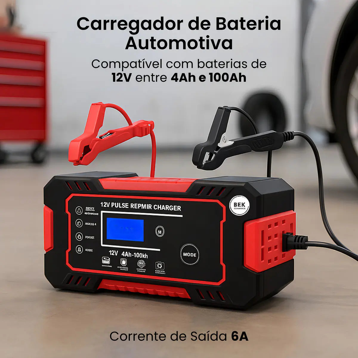 BekCharge Smart 12V 6A - Carregador Inteligente Bateria Bivolt