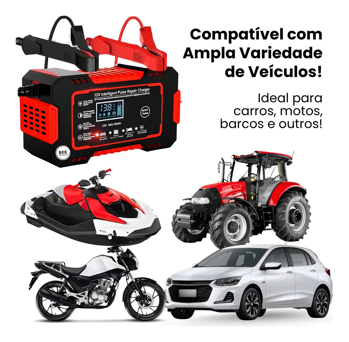 BekCharge Smart 12V 6A - Carregador Inteligente Bateria Bivolt